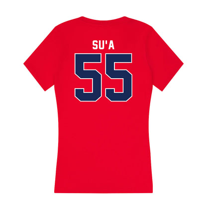 Arizona - NCAA Football : Leviticus Su'a - Women's V-Neck T-Shirt-1