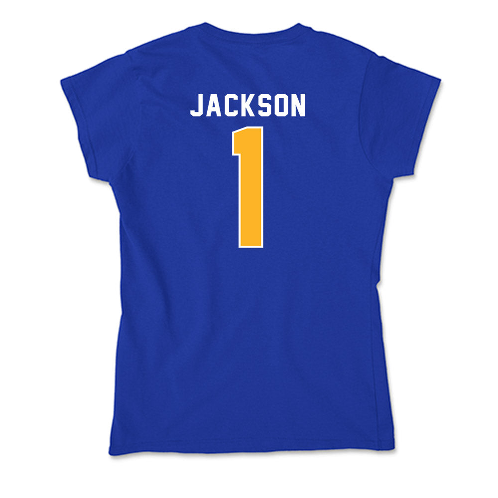 Pittsburgh - NCAA Men's Basketball : Dishon Jackson - Soft Style Women’s T-Shirt-1