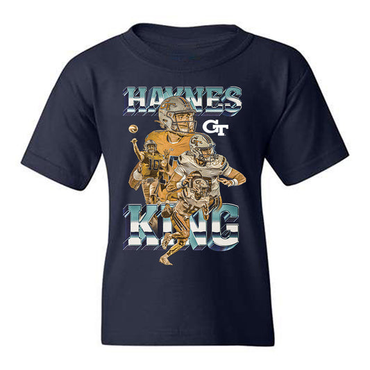 Georgia Tech - NCAA Football : Haynes King - Player Collage Youth T-Shirt-0