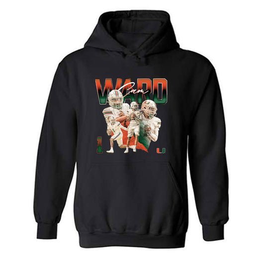 Miami - NCAA Football : Cam Ward - Player Collage Hooded Sweatshirt-0