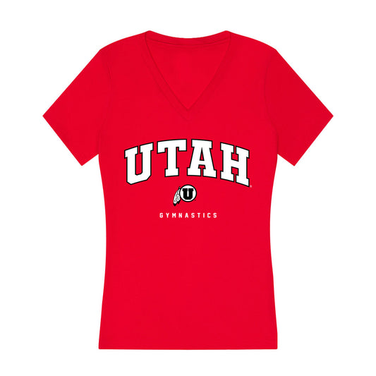 Utah - NCAA Women's Gymnastics : Ella Zirbes - Women's V-Neck T-Shirt-0