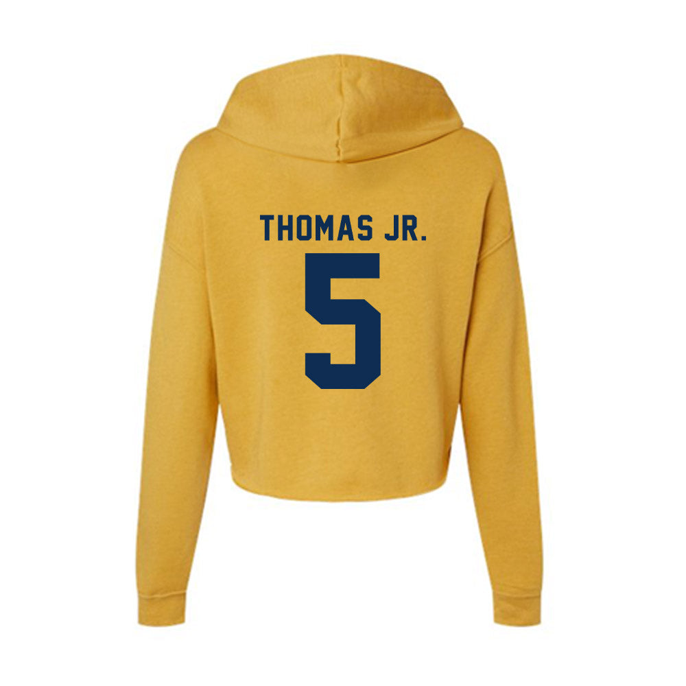 West Virginia - NCAA Men's Basketball : DJ Thomas Jr. - Women's Crop Fleece Hoodie-1
