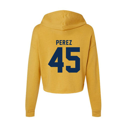 West Virginia - NCAA Baseball : David Perez - Women's Crop Fleece Hoodie-1