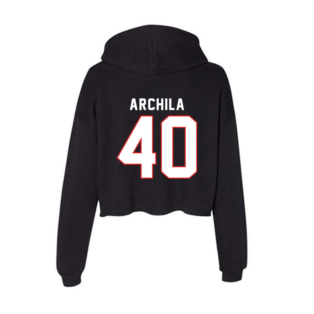 Texas Tech - NCAA Baseball : Dominic Archila - Women's Crop Fleece Hoodie-1