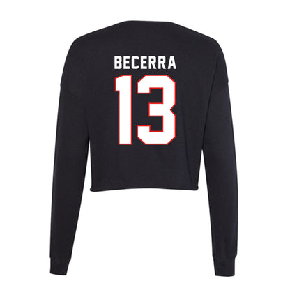 Texas Tech - NCAA Baseball : Donovan Becerra - Women's Cropped Crew Fleece-1