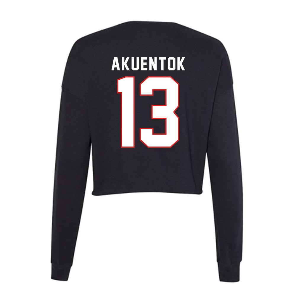 Texas Tech - NCAA Men's Basketball : Marial Akuentok - Women's Cropped Crew Fleece-1