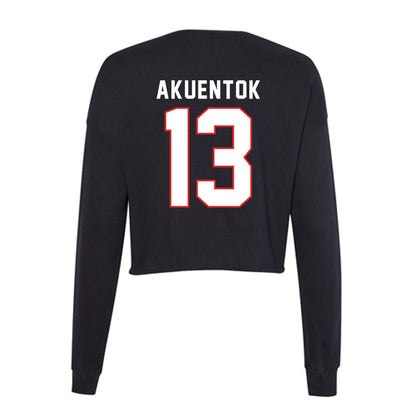 Texas Tech - NCAA Men's Basketball : Marial Akuentok - Women's Cropped Crew Fleece-1