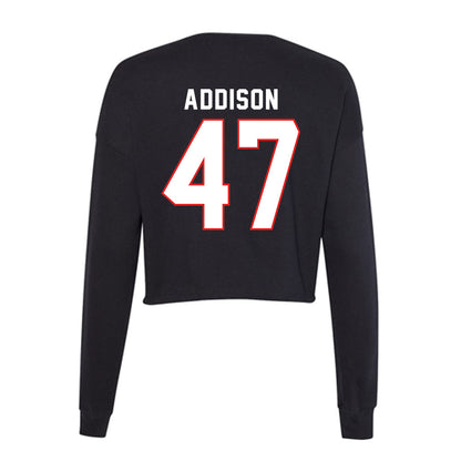 Texas Tech - NCAA Baseball : Logan Addison - Women's Cropped Crew Fleece-1