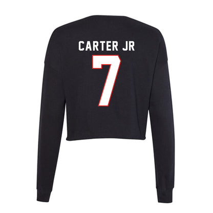 Texas Tech - NCAA Football : Terrance Carter Jr - Women's Cropped Crew Fleece-1