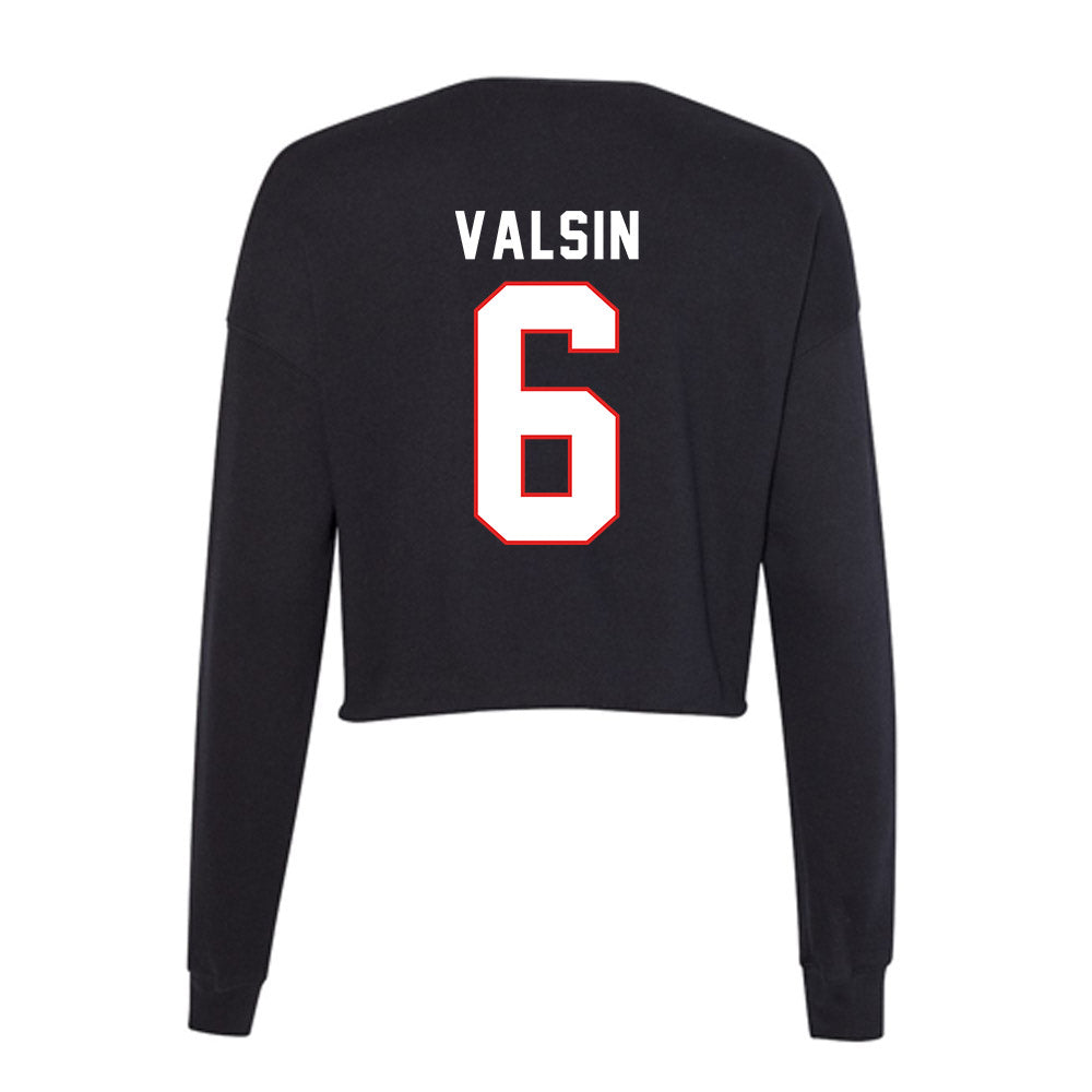 Texas Tech - NCAA Football : Kelby Valsin - Women's Cropped Crew Fleece-1