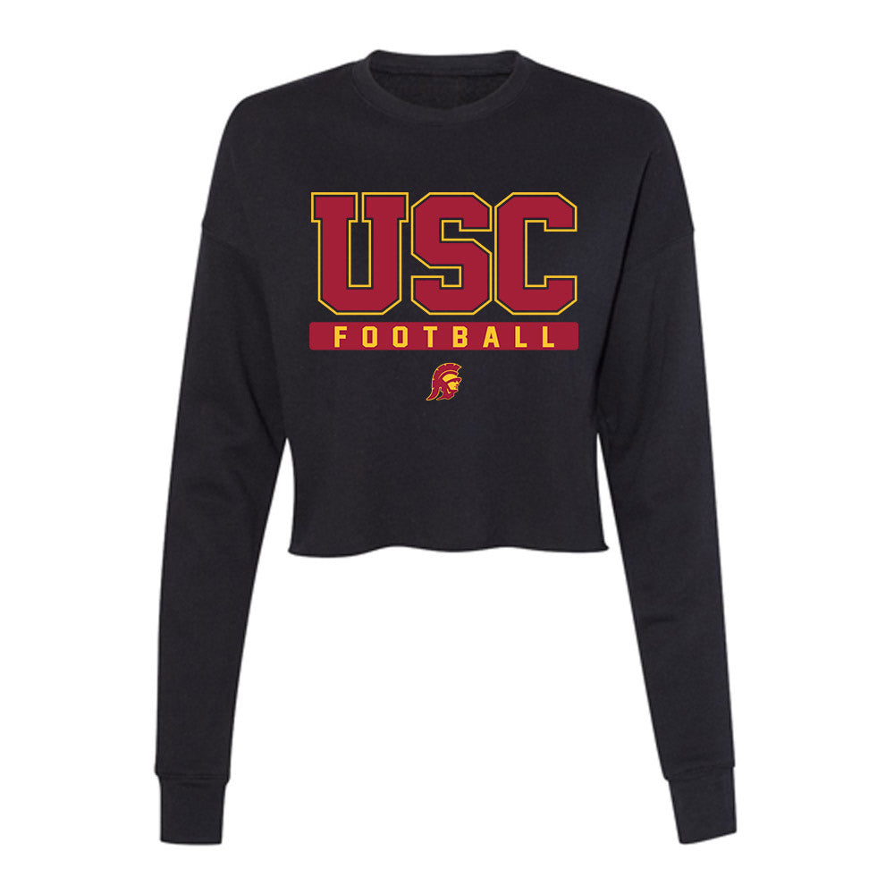 USC - NCAA Football : CJ Woods - Women's Cropped Crew Fleece-0