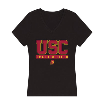 USC - NCAA Men's Track & Field : Yougendy Mauricette - Women's V-Neck T-Shirt-0