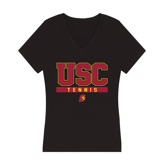 USC - NCAA Women's Tennis : Parker Fry - Women's V-Neck T-Shirt-0