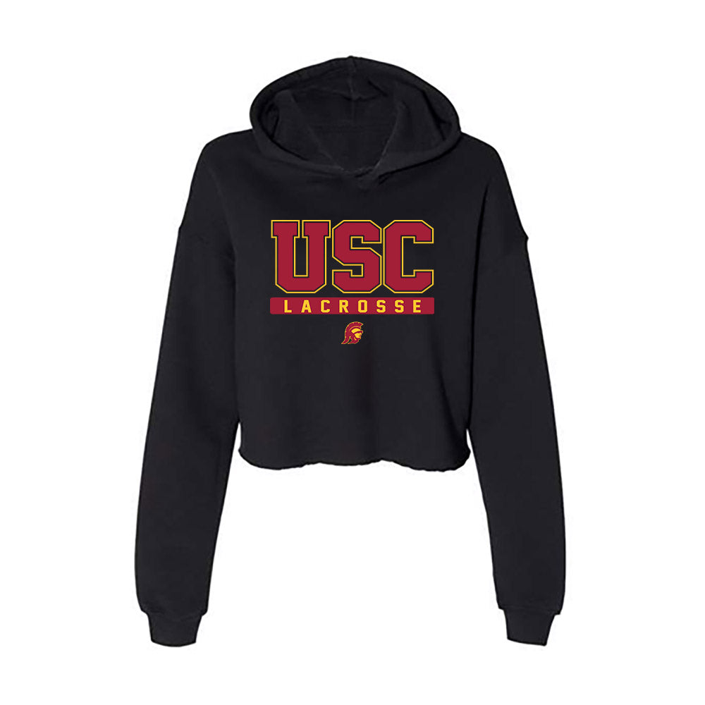 USC - NCAA Women's Lacrosse : Haley Newton - Women's Crop Fleece Hoodie-0