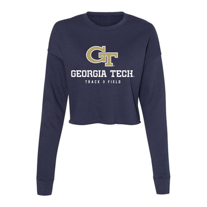Georgia Tech - NCAA Men's Track & Field : Winston DeCuir III - Women's Cropped Crew Fleece-0