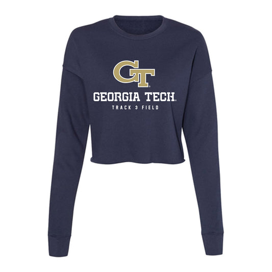Georgia Tech - NCAA Men's Track & Field : Winston DeCuir III - Women's Cropped Crew Fleece-0