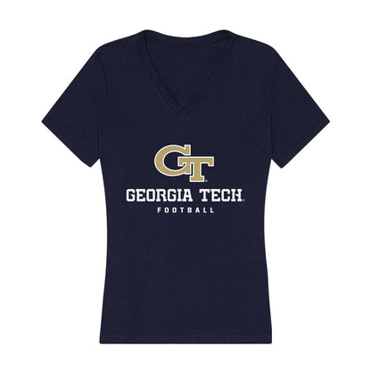 Georgia Tech - NCAA Football : Tah'J Butler - Women's V-Neck T-Shirt-0