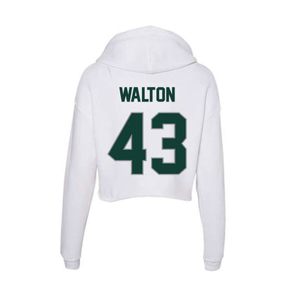 Michigan State - NCAA Men's Basketball : Colin Walton - Women's Crop Fleece Hoodie-1