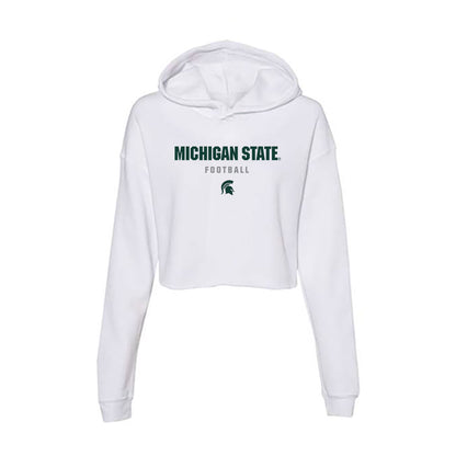 Michigan State - NCAA Football : Justin Bell - Women's Crop Fleece Hoodie-0