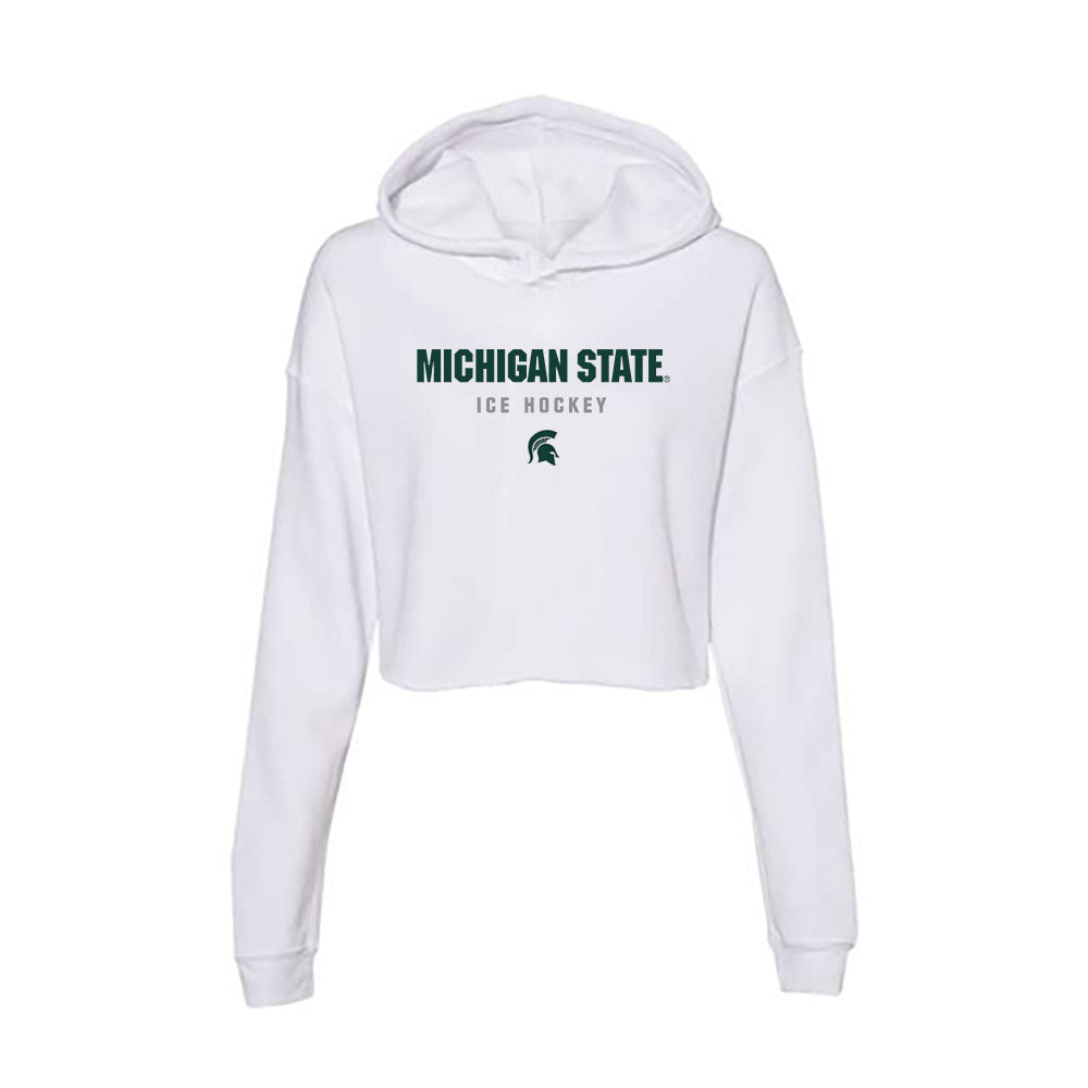 Michigan State - NCAA Men's Ice Hockey : Trey Augustine - Women's Crop Fleece Hoodie-0