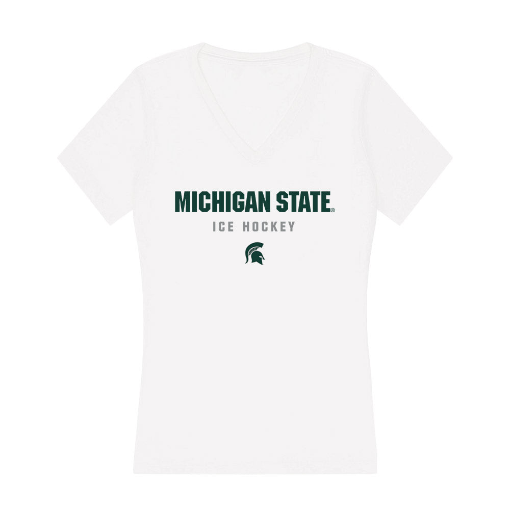 Michigan State - NCAA Men's Ice Hockey : Mikey DeAngelo - Women's V-Neck T-Shirt-0