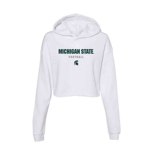 Michigan State - NCAA Football : David Santiago - Women's Crop Fleece Hoodie-0