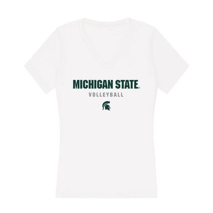Michigan State - NCAA Women's Volleyball : Mia Hood - Women's V-Neck T-Shirt-0