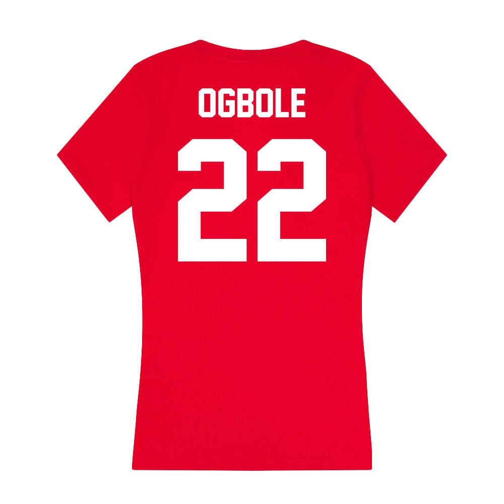 Rutgers - NCAA Men's Basketball : Emannuel Ogbole - Women's V-Neck T-Shirt-1