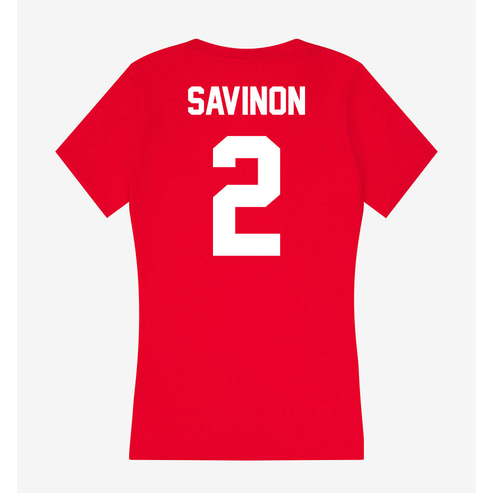 Rutgers - NCAA Baseball : Jordan Savinon - Women's V-Neck T-Shirt-1