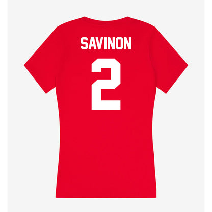 Rutgers - NCAA Baseball : Jordan Savinon - Women's V-Neck T-Shirt-1