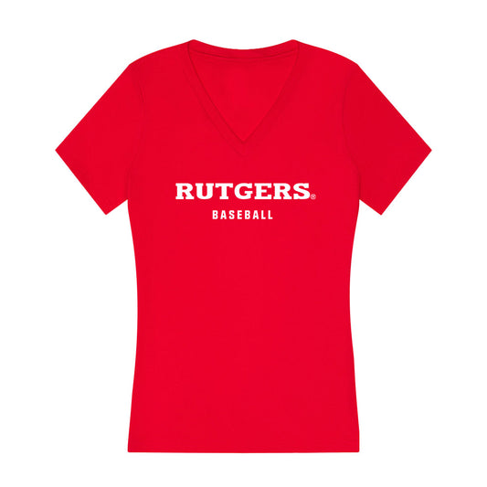 Rutgers - NCAA Baseball : Jordan Savinon - Women's V-Neck T-Shirt-0