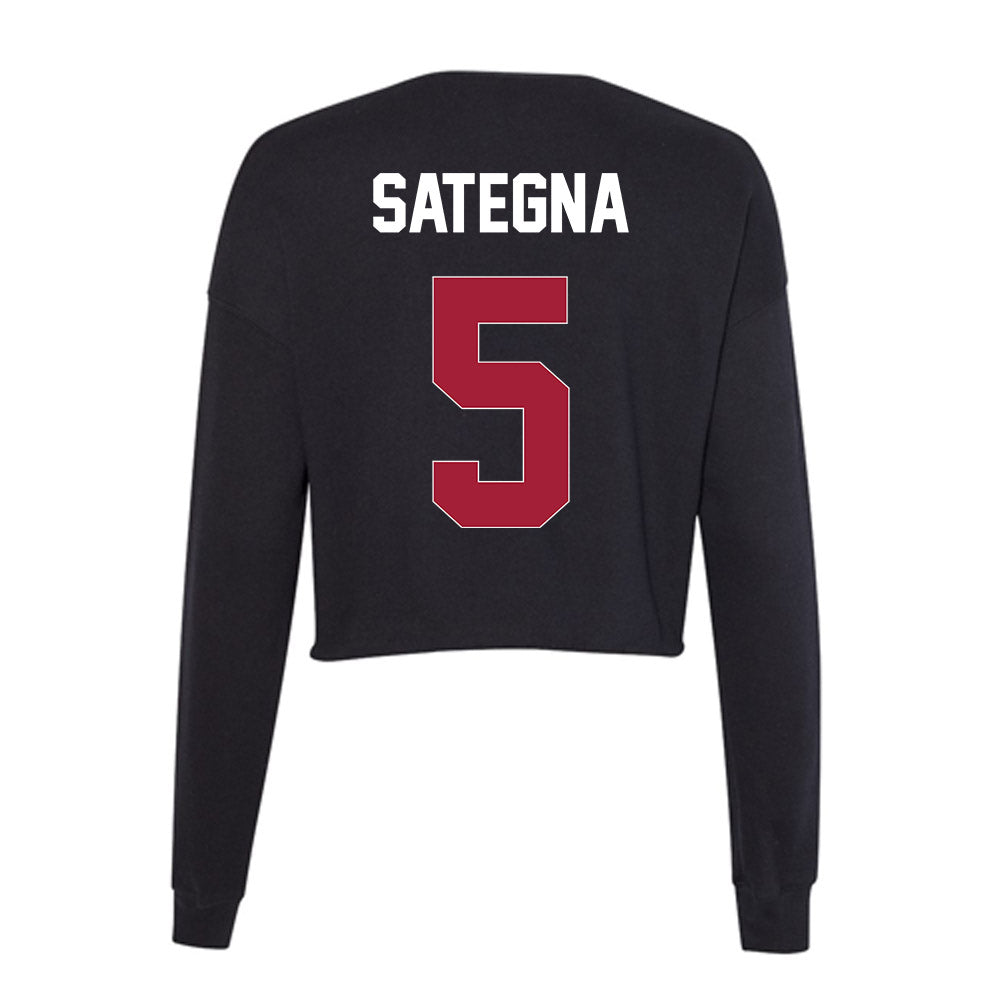 Oklahoma - NCAA Football : Isaiah Sategna - Women's Cropped Crew Fleece-1