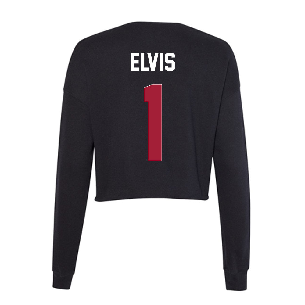 Oklahoma - NCAA Men's Basketball : Kobe Elvis - Women's Cropped Crew Fleece-1