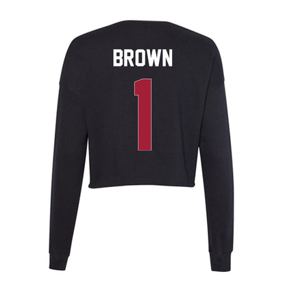 Oklahoma - NCAA Men's Basketball : Xzayvier Brown - Women's Cropped Crew Fleece-1