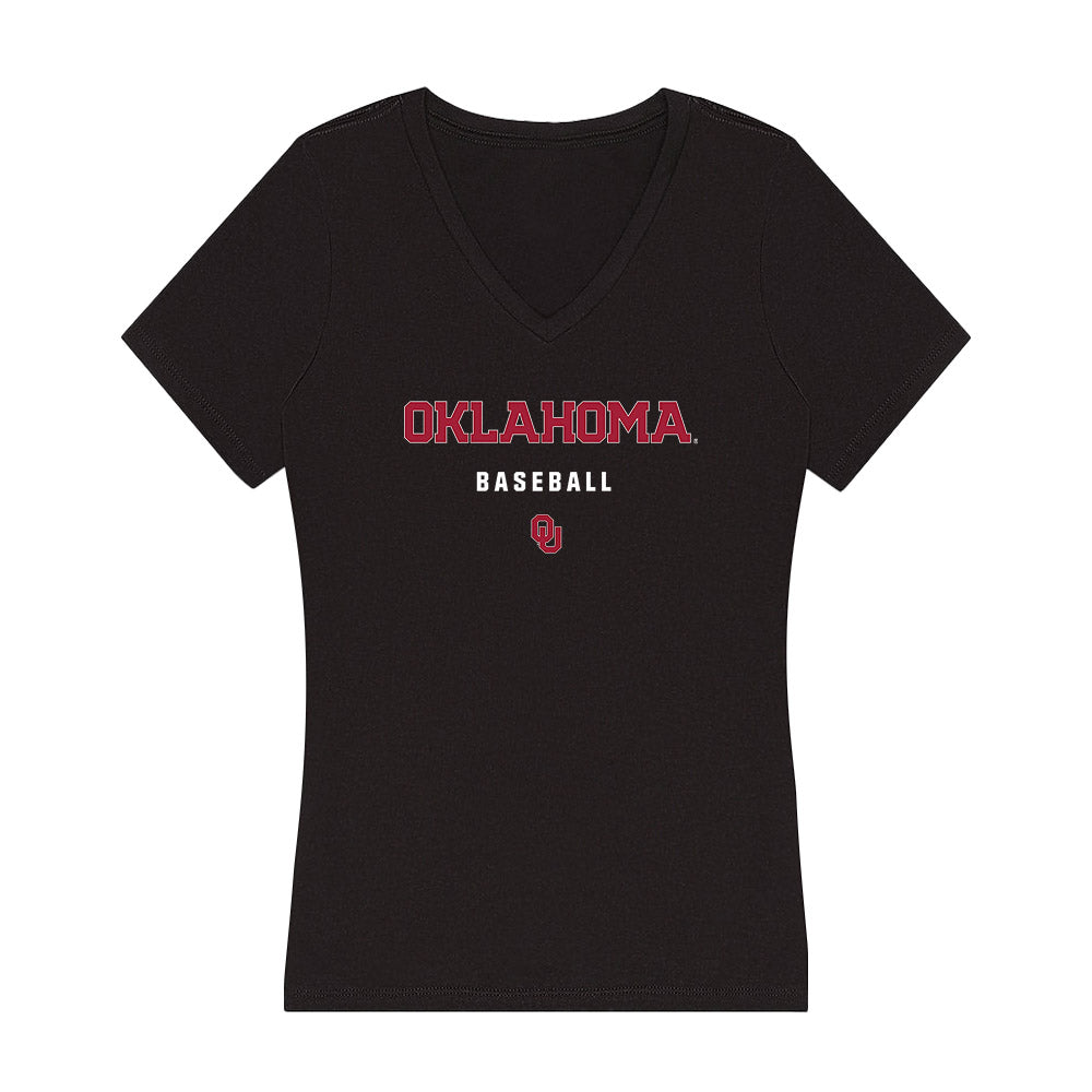 Oklahoma - NCAA Baseball : Myles Davis - Women's V-Neck T-Shirt-0