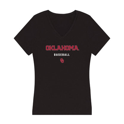 Oklahoma - NCAA Baseball : Myles Davis - Women's V-Neck T-Shirt-0