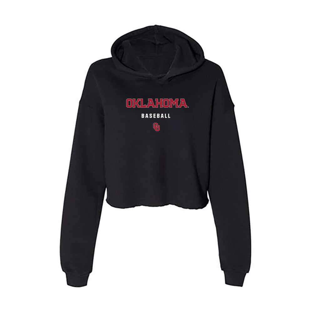 Oklahoma - NCAA Baseball : Myles Davis - Women's Crop Fleece Hoodie-0