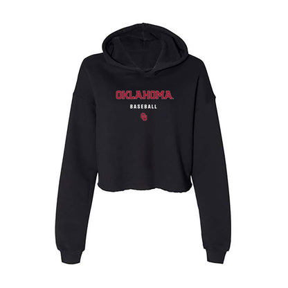 Oklahoma - NCAA Baseball : Myles Davis - Women's Crop Fleece Hoodie-0