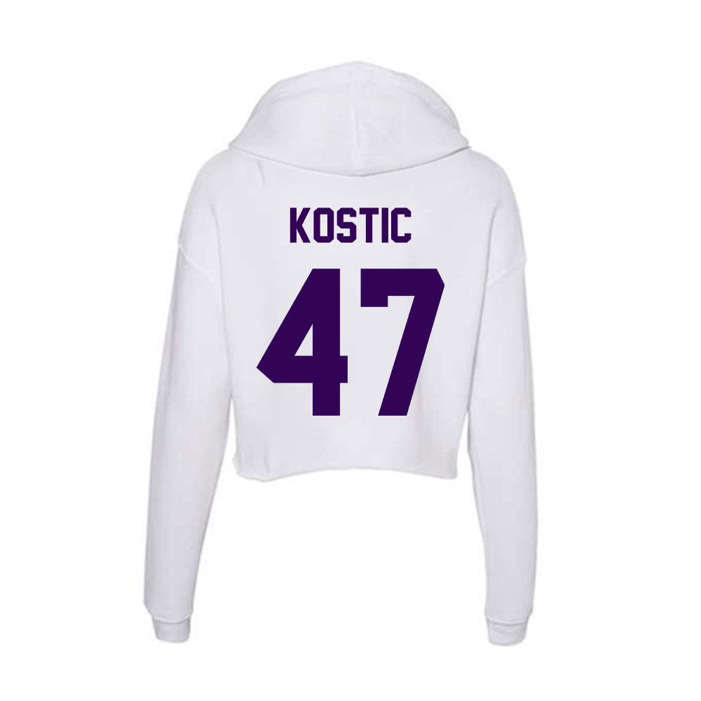 Kansas State - NCAA Men's Basketball : Andrej Kostic - Women's Crop Fleece Hoodie-1