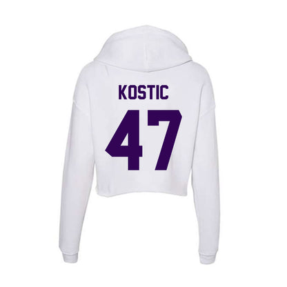 Kansas State - NCAA Men's Basketball : Andrej Kostic - Women's Crop Fleece Hoodie-1