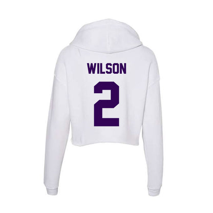 Kansas State - NCAA Men's Basketball : Exavier Wilson - Women's Crop Fleece Hoodie-1