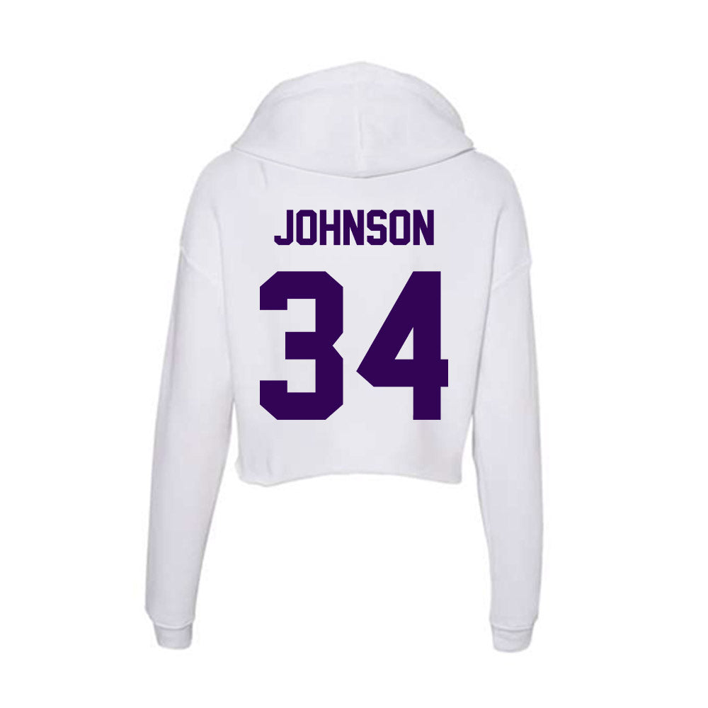 Kansas State - NCAA Men's Basketball : Nate Johnson - Women's Crop Fleece Hoodie-1
