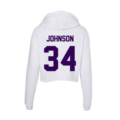 Kansas State - NCAA Men's Basketball : Nate Johnson - Women's Crop Fleece Hoodie-1
