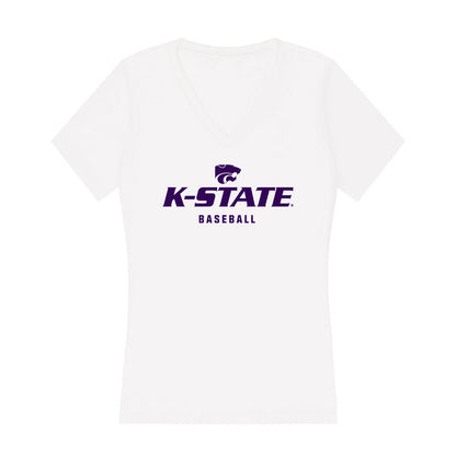 Kansas State - NCAA Baseball : Carson Liggett - Women's V-Neck T-Shirt-0