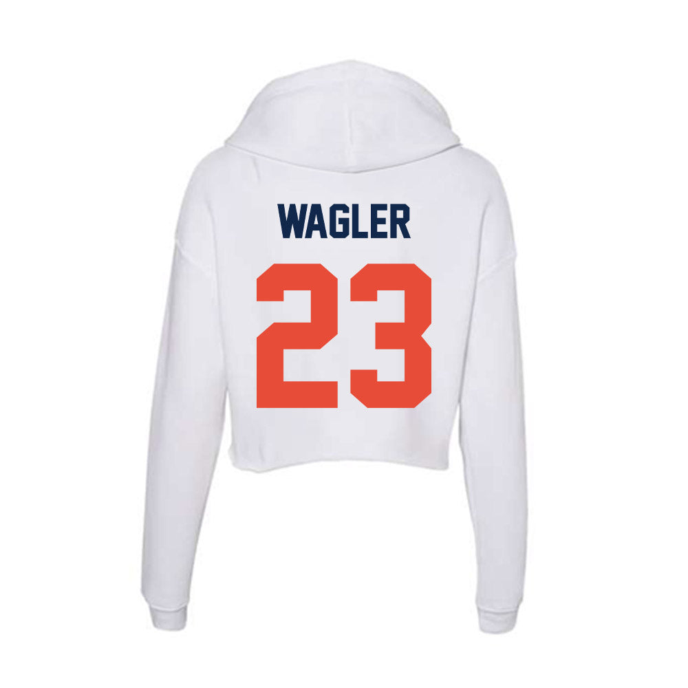 Illinois - NCAA Men's Basketball : Keaton Wagler - Women's Crop Fleece Hoodie-1