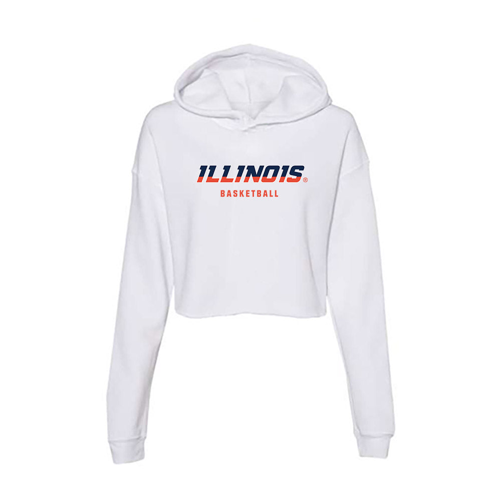 Illinois - NCAA Men's Basketball : Keaton Wagler - Women's Crop Fleece Hoodie-0