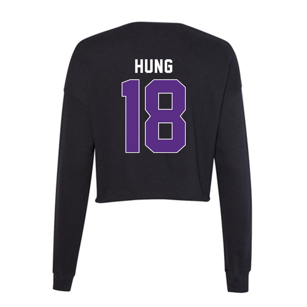 Northwestern - NCAA Women's Fencing : Juliana Hung - Women's Cropped Crew Fleece-1