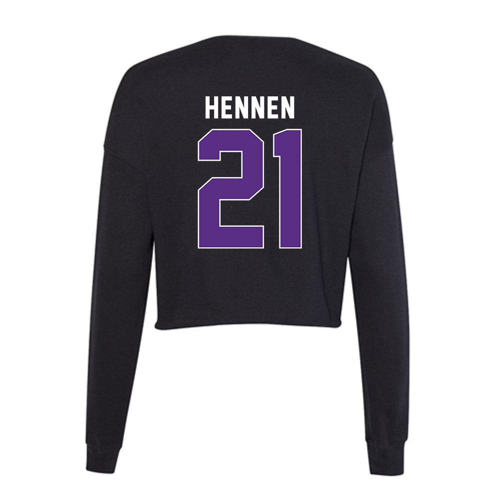 Northwestern - NCAA Women's Soccer : Kate Hennen - Women's Cropped Crew Fleece-1