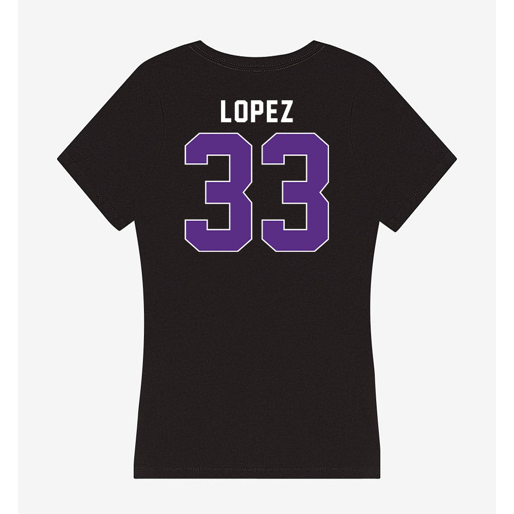 Northwestern - NCAA Women's Basketball : Amparo Lopez - Women's V-Neck T-Shirt-1
