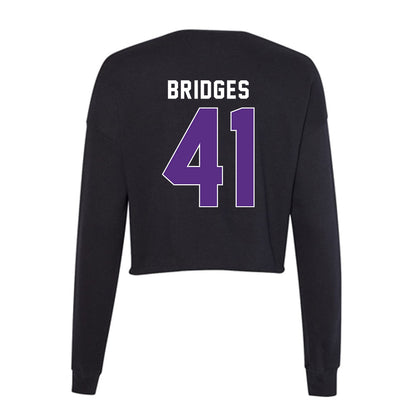 Northwestern - NCAA Baseball : Tommy Bridges - Women's Cropped Crew Fleece-1